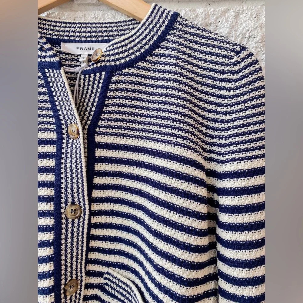 NWT $448 Frame Compact Stripe Cardigan - Picture 7 of 7